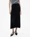 Mango Pleated Midi Skirt Black In Black