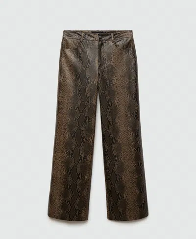 Mango Women's Straight Snakeskin-effect Pants In Beige