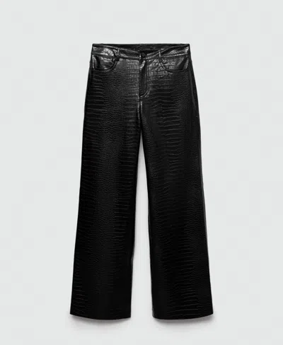 Mango Women's Straight Snakeskin-effect Pants In Black