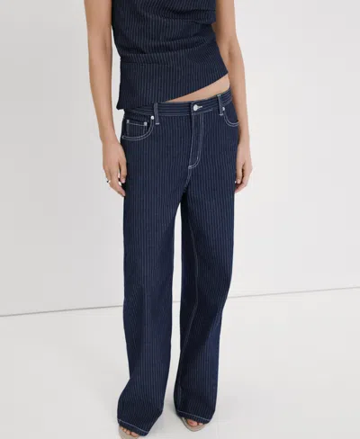 Mango Women's Straight Striped Jeans In Blue