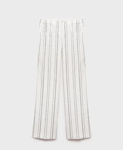 Mango Stripe Suit Pants In White