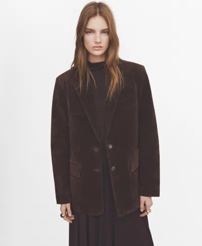 Mango Women's Straight Suede Blazer In Brown