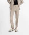 Mango Belted Straight Leg Pants In Light,pastel Gray
