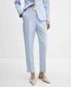 Mango Straight Leg Linen Pants In Sky Blue