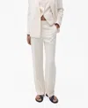 Mango Tempo Straight Leg Pants In Ecru