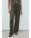 Mango Straight Leg Textured Cotton Blend Pants