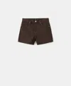 Mango Straight Leg Denim Shorts In Brown