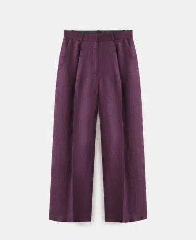 Mango Women's Straight-fit Linen Suit Pants In Purple