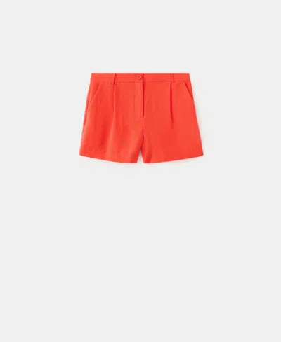 Mango Pleated Shorts In Orange