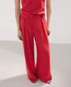 Mango Straight Lyocell Pants In Red