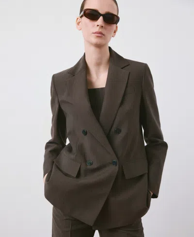Mango Women's Straight-fit Lyocell Suit Blazer In Brown