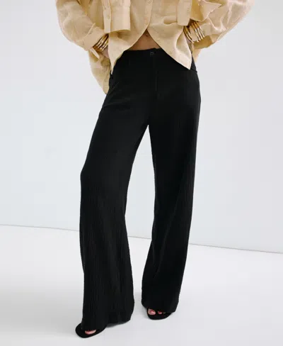 Mango Women's Straight-leg Crinkle Pants In Multi