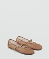 Mango Mesh Ballet Flats In Nude