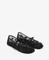 Shop Mango Women's Strap Buckle Embroidered Ballerinas Shoes In Black