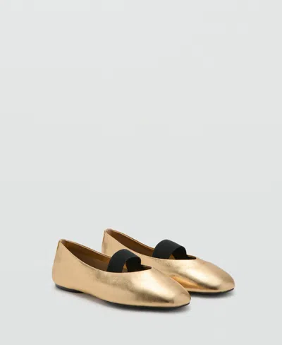 Mango Mary Jane Flat In Gold