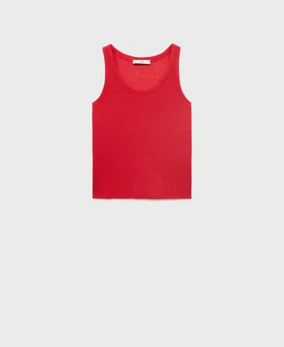 Mango Women's Strap Linen Top In Red