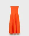 Mango Luigi Mixed Media Strapless Bubble Hem Dress In Orange