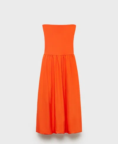 Mango Women's Strapless Balloon Dress In Orange