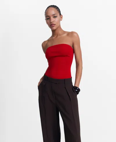 Mango Women's Strapless Fitted Top In Red