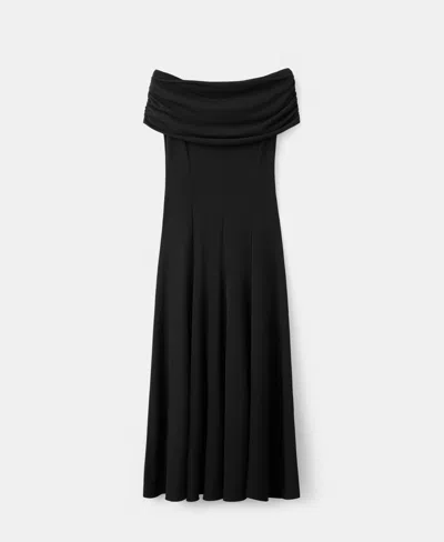 Mango Women's Strapless Flared Dress In Black