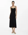 Mango Strapless Flared Dress Black In Black
