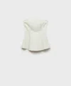 Mango Strapless Flared Top In White