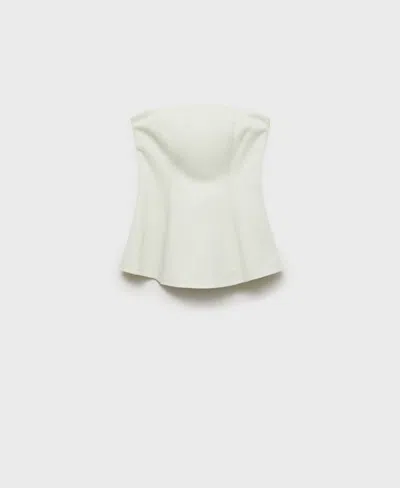 Mango Women's Strapless Flared Top In Green