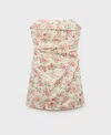 Mango Cotton Bandeau Mini Dress With Ruched Bodice