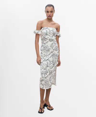 Mango Women's Strapless Floral Dress In White