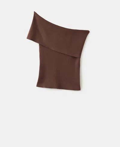 Mango Women's Strapless Knitted Top In Brown