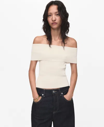 Mango Women's Strapless Knitted Top In White