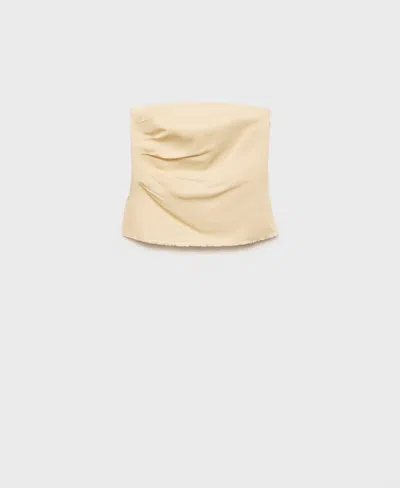 Mango Women's Strapless Linen-blend Top In White