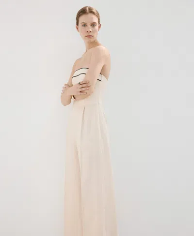 Mango Women's Strapless Linen Jumpsuit In Animal Print
