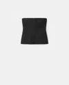 Mango Strapless Linen Top In Black