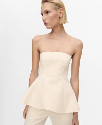 Mango Women's Strapless Peplum Top In Neutral