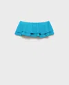 Mango Strapless Ruffle Top In Blue