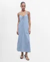 Mango Women's Strappy Denim Dress In Blue