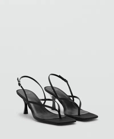 Mango Strappy Heeled Sandals In Black