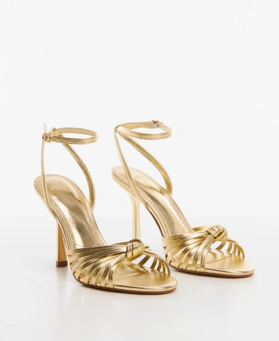 Mango Women's Strappy Heeled Sandals In Gold
