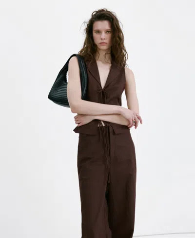 Mango Women's Straps And Bows Shirt In Brown
