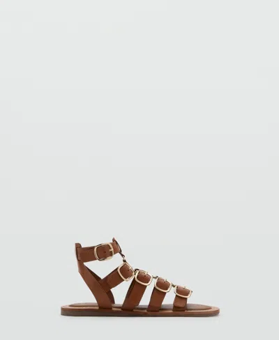 Mango Women's Straps And Buckles Leather Sandals In Brown