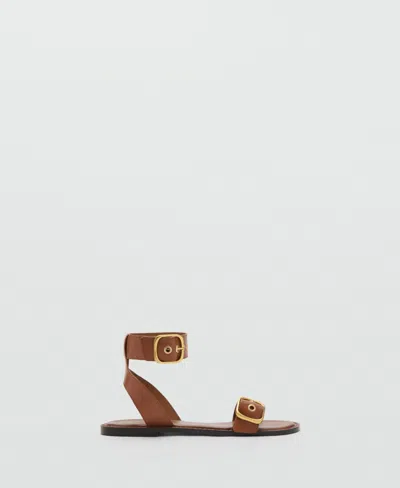 Mango Women's Straps And Buckles Leather Sandals In Brown
