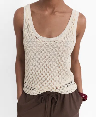 Mango Openwork Tank In White