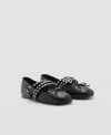 Mango Studded Ballet Flats With Straps Black In Black