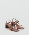 Mango High-heeled Sandals With Buckle Straps Leather In Leather