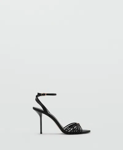 Mango Heeled Sandals With Straps In Black