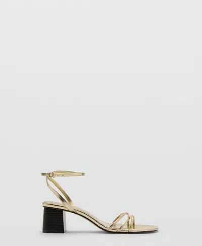 Mango Women's Straps Heeled Sandals In Gold