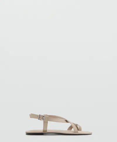 Mango Women's Straps Leather Sandals In Neutral