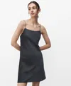 Mango Women's Straps Satin Nightgown Dress In Dark Gray