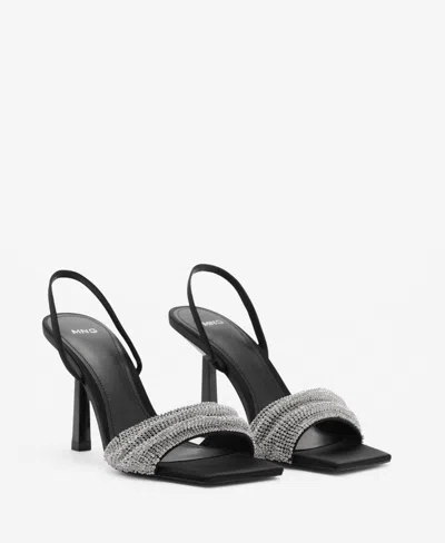 MANGO WOMEN'S STRASS STRAP HEELED SANDALS
